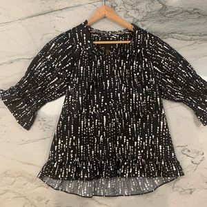 Black and white silk blouse